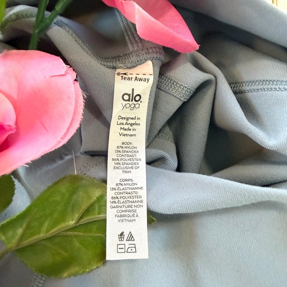 ALO Yoga High Waist Moto Contouring Muted Blue Mesh Gym Medium Leggings - Picture 3 of 11